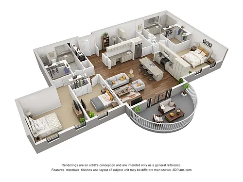 Floor plan 3 Bedroom, 2 Bathroom with Office