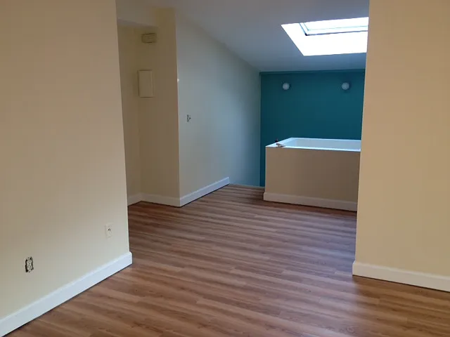 Entrance stairs from 2nd floor hallway. With skylight. Closet to right, hall to BR's & bath to left.