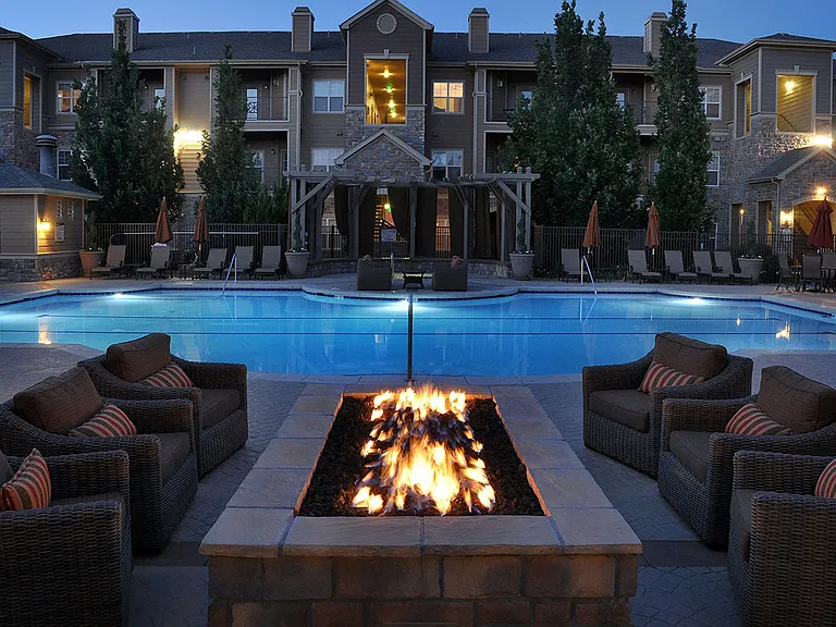 Poolside Seating and Fire Pit