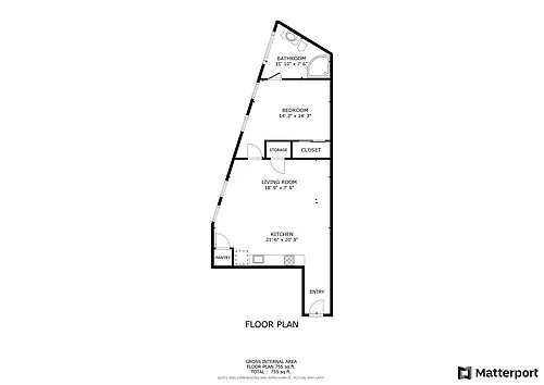 Floor plan 1 Bed with Private Patio