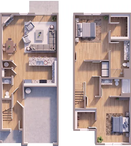Floor plan 2-Bed Townhome
