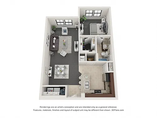 Floor plan One Bedroom One Bath
