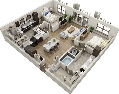 Floor plans are artist's rendering. All dimensions are approximate. Actual product and specifications may vary in dimension or detail. Not all features are available in every apartment. Prices and availability are subject to change. Floor plans are artist