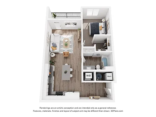 Floor plan 1A One Bedroom