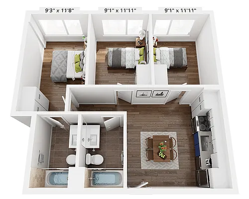 Floor plan Three Bedroom C2C