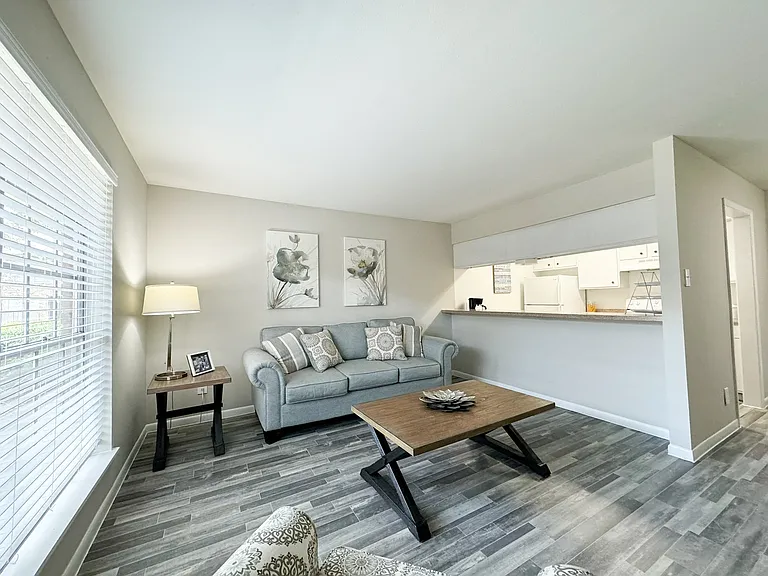 Living room with soft tones and sunlight