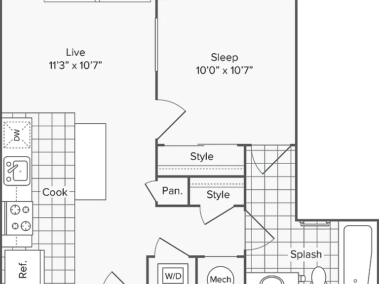 1 BR x 1 BA - G Floorplan 1 BR x 1 BA - G Floorplan
