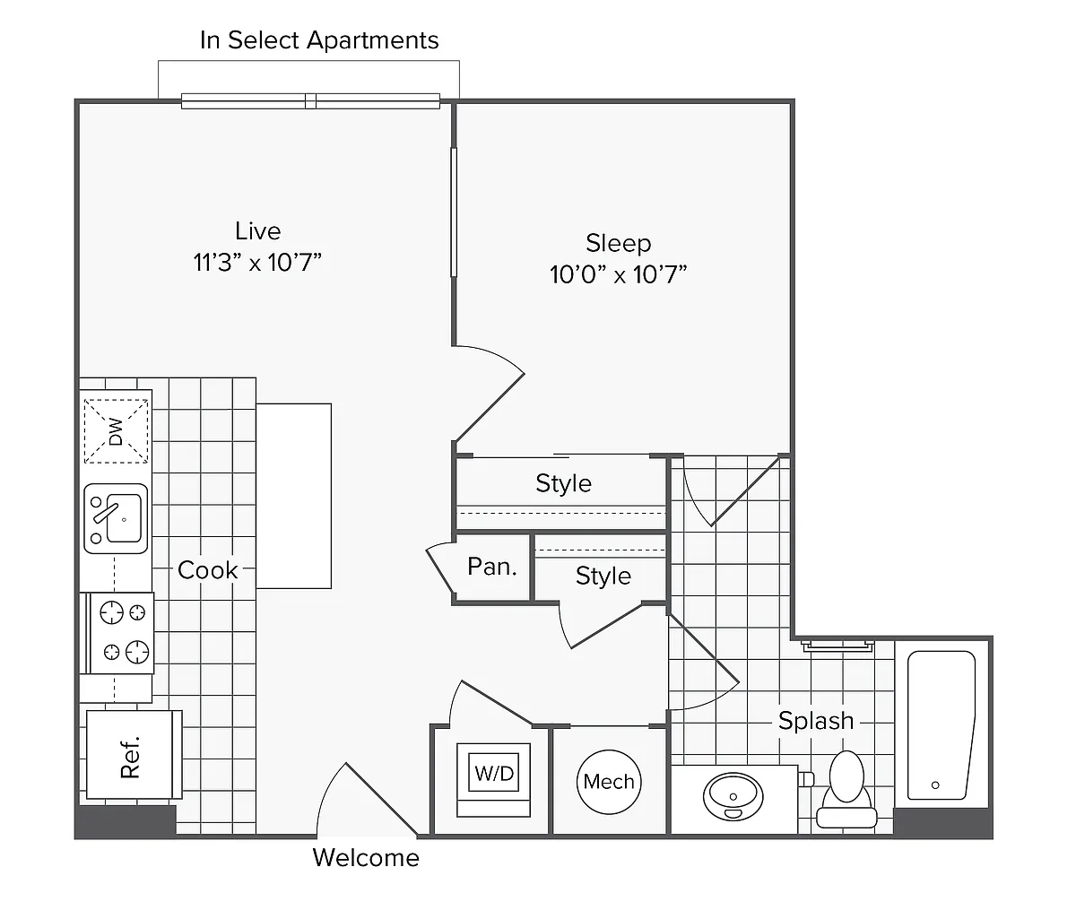 Floor plan 1 BR X 1 BA - G