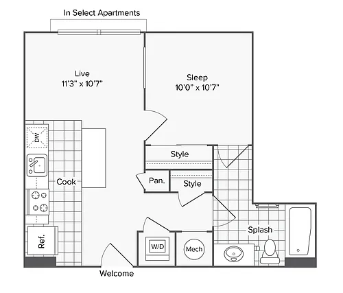 Floor plan 1 BR X 1 BA - B