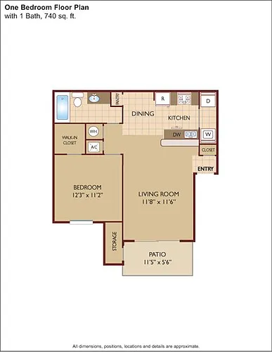 Floor plan $2.09/sq.ft. - One Bedroom