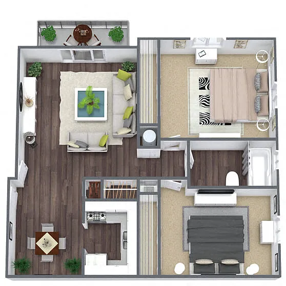 Floor plan B4: 2 Bed 1 Bath