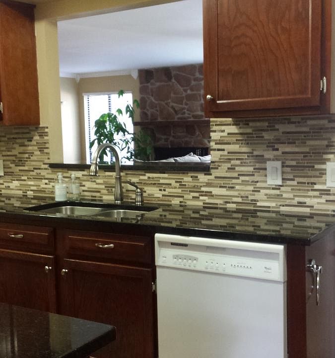 Renovated Kitchen / New Brazilian Teak Floors though Kitchen