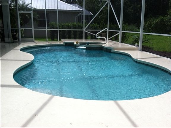 Screened in pool and spa
