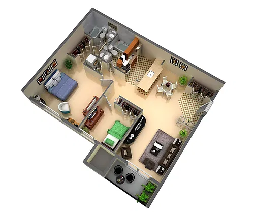 Floor plan 2 Bedroom, 2 Bathroom