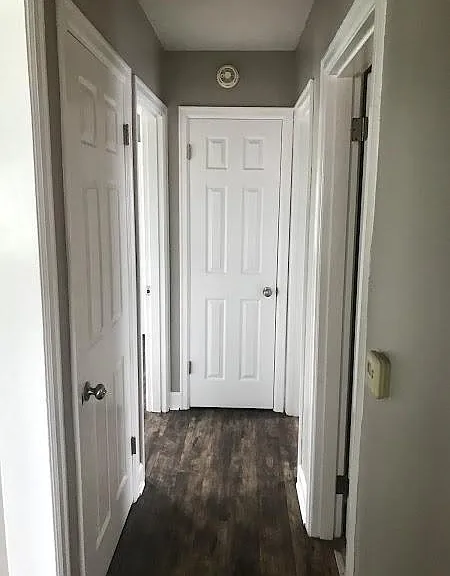 Hallway with linen closet at the end