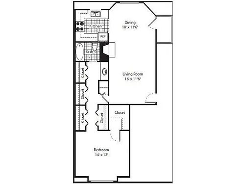 Floor plan 1 Bed 1 Bath