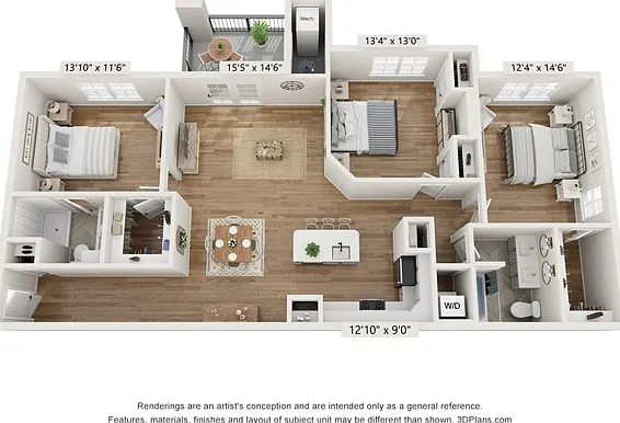 Three Bedroom Floor Plan Three Bedroom Floor Plan