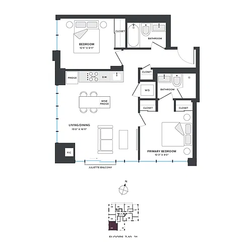 Floor plan B02 Two Bedroom