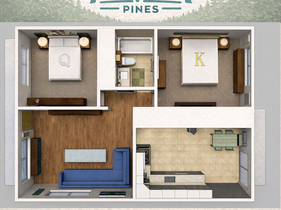 Arvada Pines- Air conditioned, 2 bedroom Floor Plan
