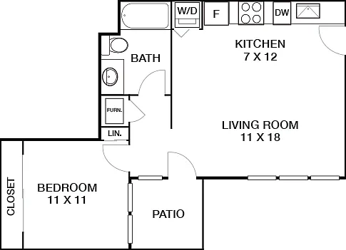 With Open Kitchen and Living Room