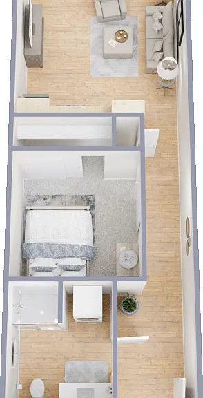 Open 1 Bed Floorplan Diagram