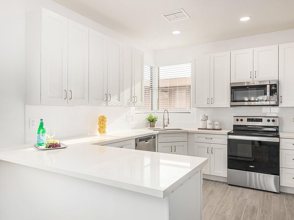 View from dining area into kitchen
