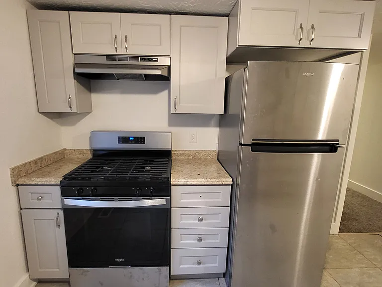 New stainless gas oven and refrigerator