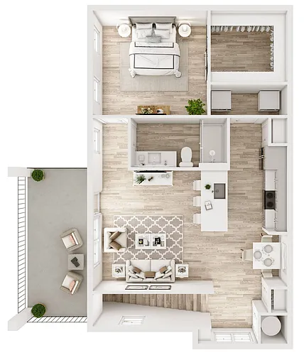 Floor plan A6U 1 Bed / 1 Bath