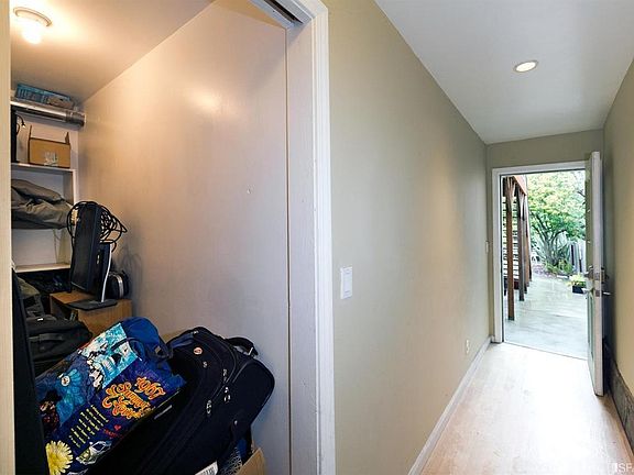 Locked storage unit in hallway