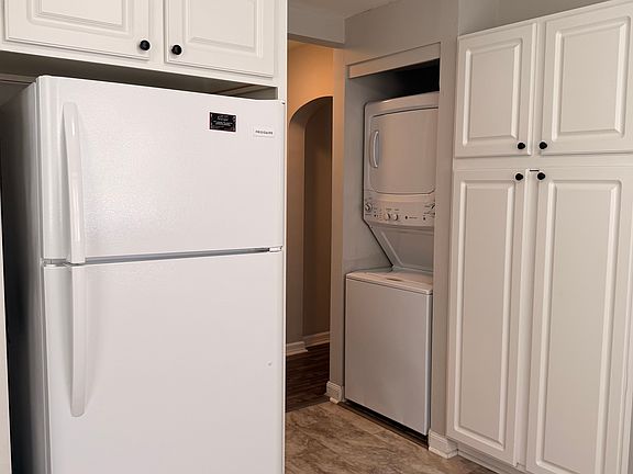 Stacked washer and dryer.