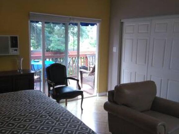 View to outdoors from bedroom area