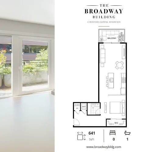 Floor plan Corner Open 1 Bedroom