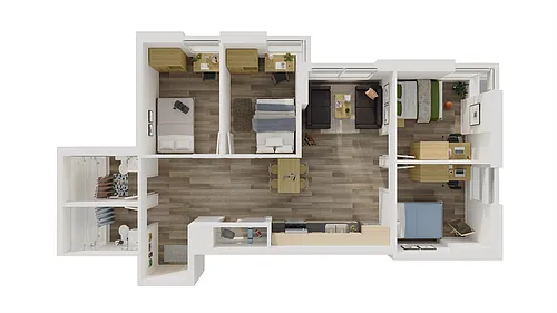 Floor plan 4 Bed + 2 Bath - Layout F