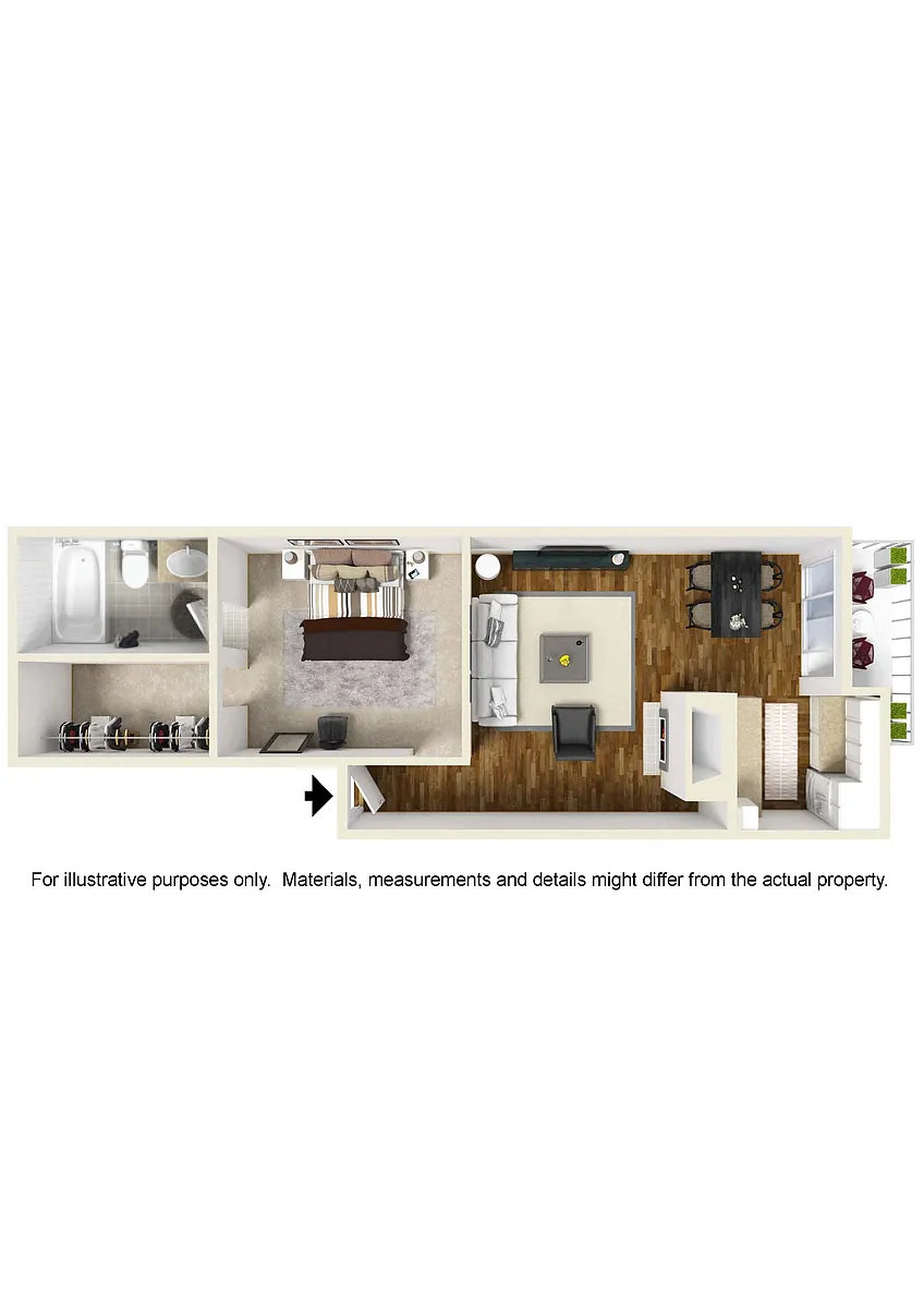Floor plan 1 Bed 1 Bath Junior