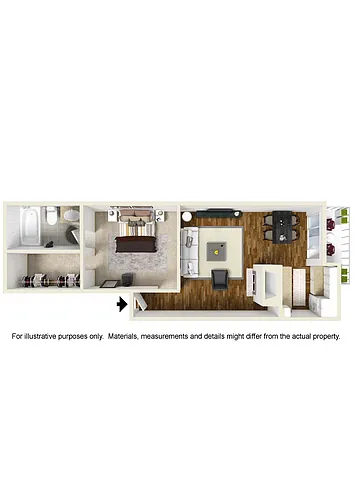 Floor plan 1 Bed 1 Bath Junior