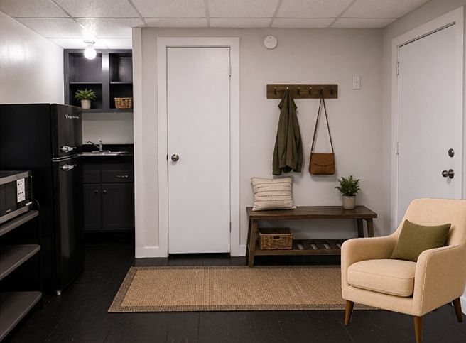 View from west wall - photo is AI staged - unit is unfurnished