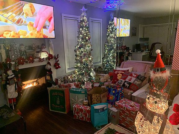 Living room when decorated