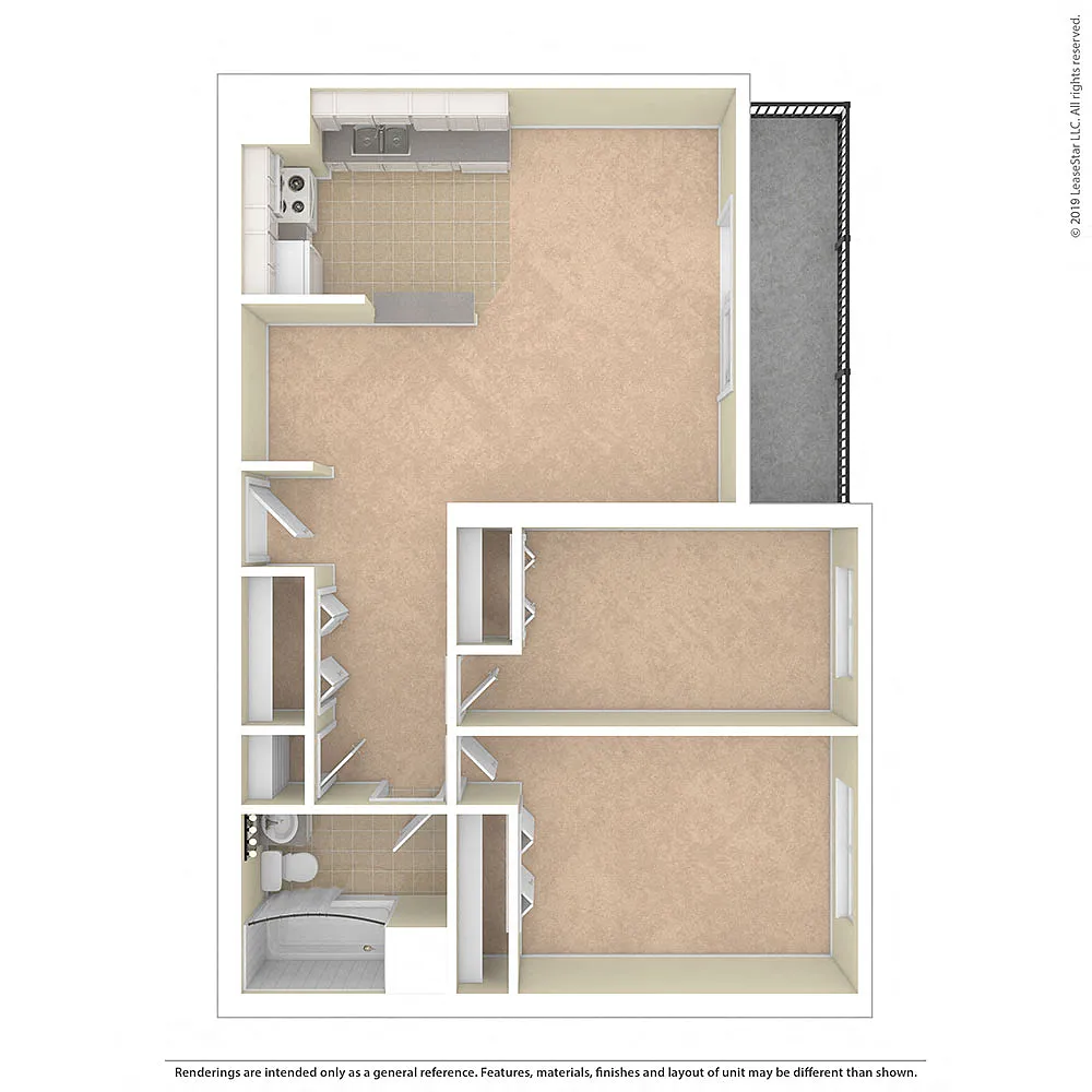Floor plan TWO BEDROOM (CNTR FOY)