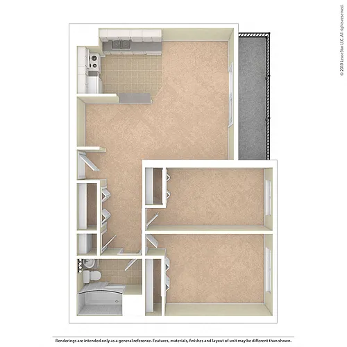 Floor plan TWO BEDROOM (CNTR FOY)