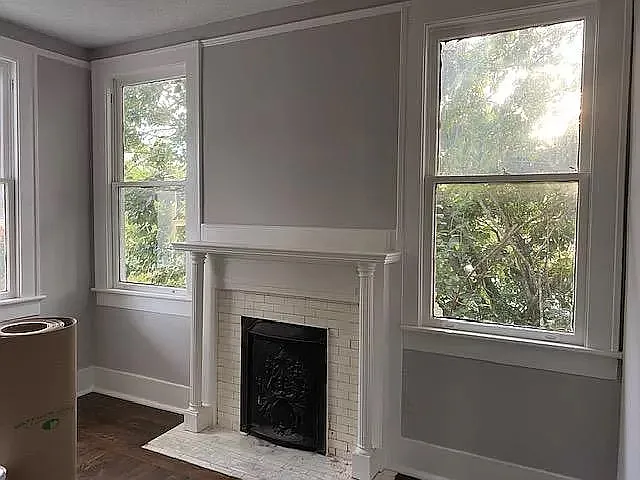 Decorative fireplace in living room