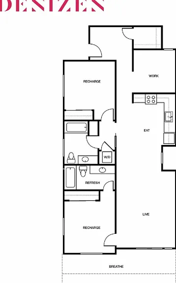 2E - 2B2B - 1251 SQFT 2E - 2B2B - 1251 SQFT
