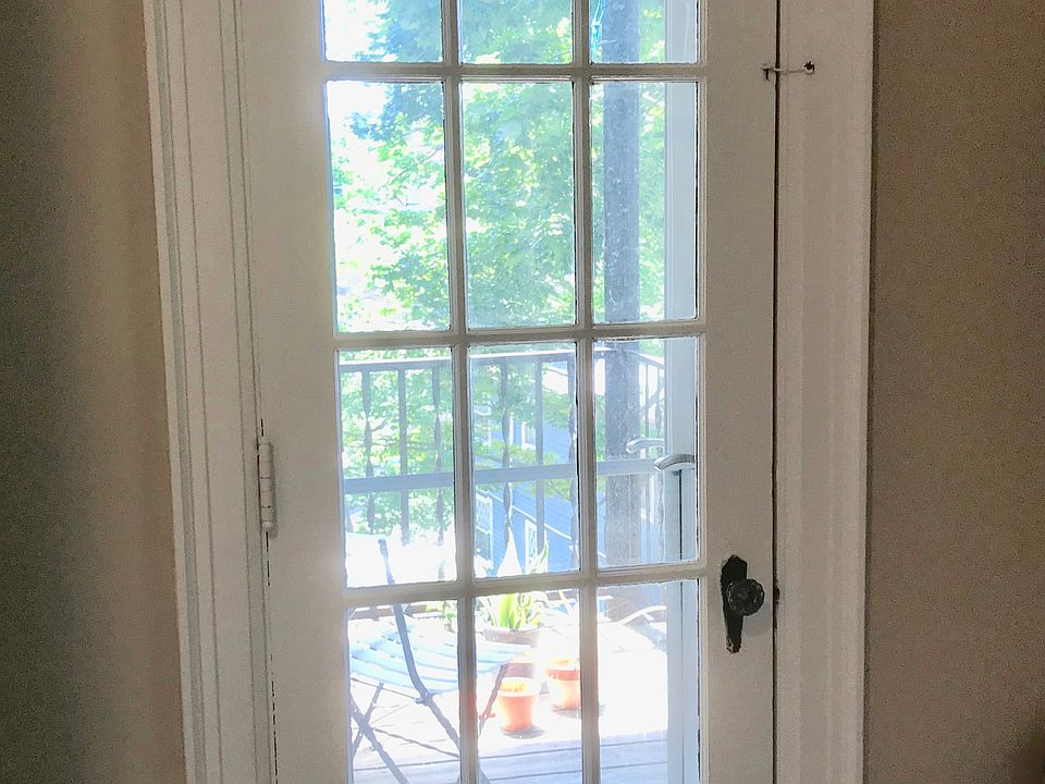 Balcony door facing sunny west