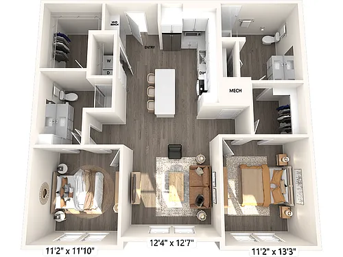 Floor plan B1-1175sf-504