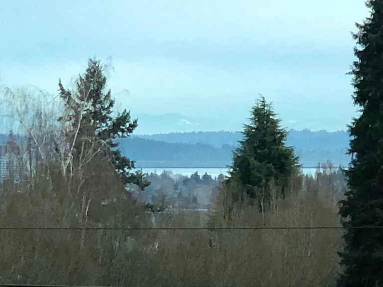 View from upstairs window, lake, mountains and city!!