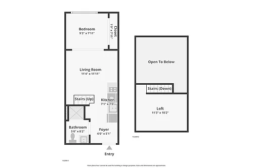Floor plan 1 Bed 1 Bath BL