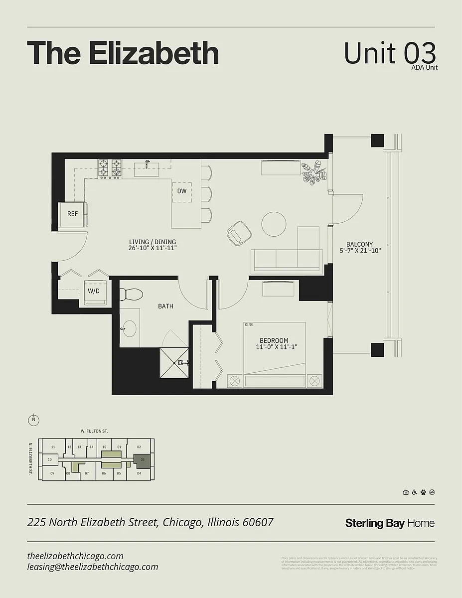 Floor plan 03A - 1Bed/1bath, Upper