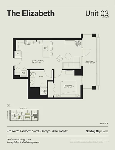Floor plan 03A - 1Bed/1bath, Upper