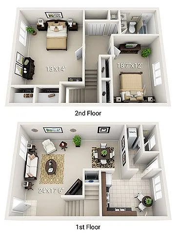 Floor plan 2 Bed 1.5 Bath Townhome