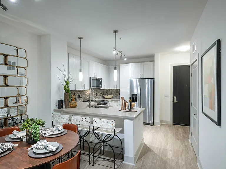 Open-concept kitchen and dining area