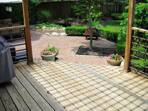 Wood deck leading to amazing yard